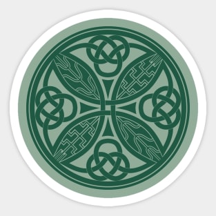 Book of Durrow Celtic Cross Green Sticker